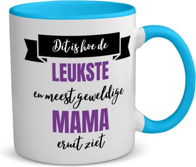 Akyol - leukste mama eruit ziet koffiemok - theemok - blauw - Moeder - geweldige mama - moederdag cadeautjes - verjaardagscadeau - kado - 350 ML inhoud