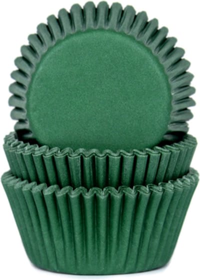 House of Marie Mini Cupcake Vormpjes - Donkergroen - pk/60 - Baking Cups voor Muffins en Cupcakes