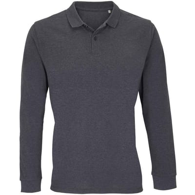 SOLS Unisex Adult Planet Marl Pique Poloshirt met lange mouwen (Houtskool mergel)