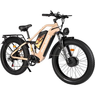 PHILODO Jumbo Volledige Suspensie Elektrische Fiets, Dubbele 48V 23Ah Batterijen geel