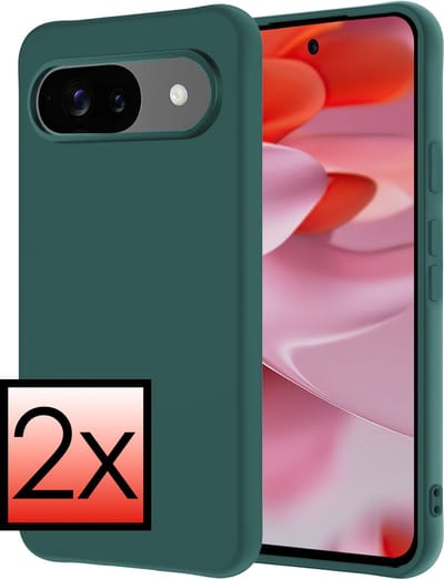 Hoesje - 2 Stuks - Geschikt voor Google Pixel 10 - Sterk & Shockproof - Case Siliconen - Back Cover - Telefoon Hoes - Donkergroen