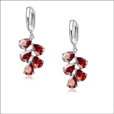 Aramat Jewels | Oorringen | Zilveren Oorringetjes met Zirkonia Druppels | Rood | |12mm | Zilver | Kinderen, Volwassenen | Verkleurd niet
