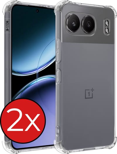 Hoesje - 2 Stuks - Geschikt voor OnePlus Nord 4 - Sterk & Shockproof - Back Cover - Siliconen Case - Telefoon Hoes Shock Proof - Telefoonhoes - Transparant