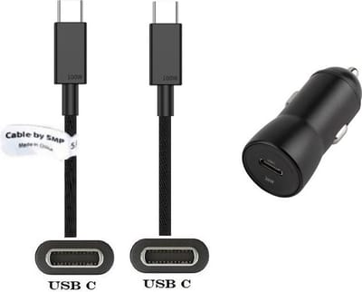 OneOne auto snellader + 1,0m sterke USB C naar C kabel. 20 Watt lader. Autolader adapter past op Sony WH-1000XM5