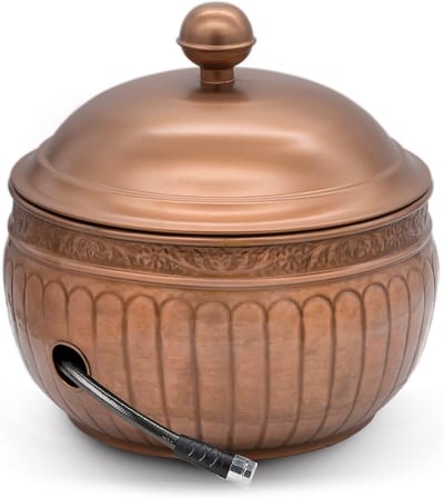 Decoratieve Slangpot met Deksel - Koperkleurige Tuinslang Opbergbox