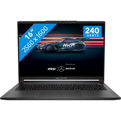 MSI Stealth A16 MercedesAMG AI+ A3XWGG-043NL AMD Ryzen AI 9 HX 370 Laptop 40,6 cm (16") Quad HD+ 32 GB DDR5-SDRAM 2 TB SSD NVIDIA GeForce RTX 5070 Wi-Fi 7 (802.11be) Windows 11 Home Grijs