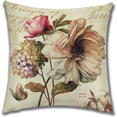 Linnen Kussensloop Amerikaanse Vintage Bloemen Kussensloop Voor Bank Huis Woonkamer Slaapkamer Huisdecoratie, 40X40 45X45 50X50 60X60 Peach skin 18*18(CM)-1Pcs