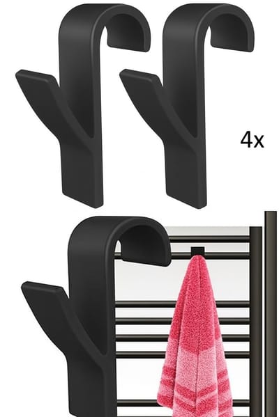 4x Handdoek Haak I Radiator Haak I Kleding Haak Voor Radiator I Handdoek Houder Verwarming I Zwart