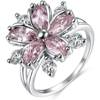 Nieuwste Romantische Kersenbloesem Zirconia Damesringen Elegante Mode Sakura Prinses Ringen voor Bruiloft Verloving Bruids Sieraden 6
