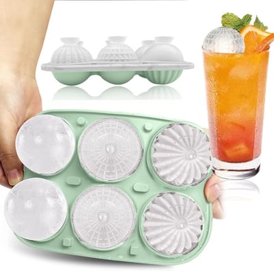 IJsblokjesvorm Siliconen - Met Deksel - Ronde IJsvorm Voor Limonade en Dessert - 6 Vakken - 20 ml - Groen