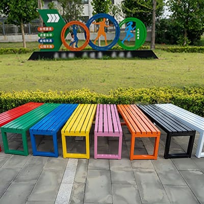 Robuuste Industriële Tuinbank 120 cm van Versterkt Staal – Weerbestendige Parkbank met Bevestigingsgaten, Voetpads en Hoog Draagvermogen 500 kg, Oranje – 120 cm – Casa Dorada