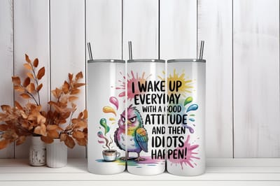 Thermosbeker Attitude - 600 ml RVS Tumbler met Rietje - Cadeau - Schoolbeker - Antilek dop - Vaatwasserbestendig - Werkbeker - To go beker - Zomaar