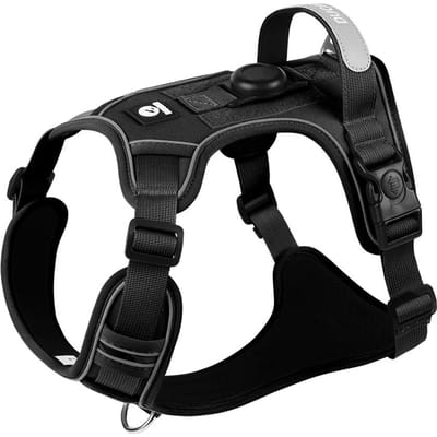 Harnais Anti-Traction pour Chiens de Grande et Moyenne Taille Réfléchissant Anti-Évasion Tracker Sangle de Poitrine Respirant Réglable Accessoires pour Animaux de Compagnie (black,S) noir