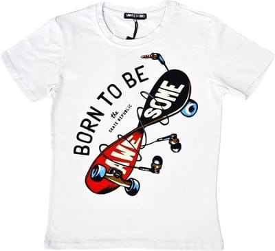 S&C Shirtje Awesome wit Kids & Kind Jongens Zwart - Maat: 98/104