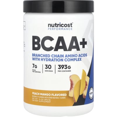 Nutricost, Performance Athlétique, BCAA+, Pêche Mangue, 14 oz (393 g)