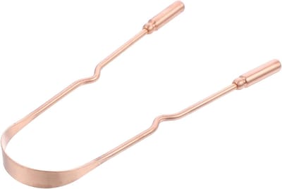 Koperen Tongreiniger - Tongschraper Mond - Frisse Adem - Ergonomische Greep - 13 cm - Goudkleurig