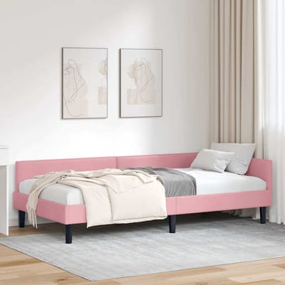 vidaXL - Hoek - Bed - Frame - Roze - 90 - x - 200 - cm - Fluweel