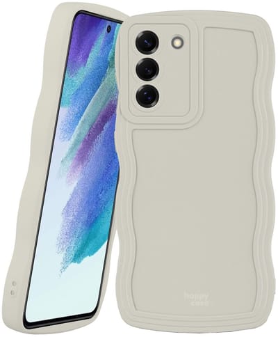 HappyCase Wavy | Hoesje Geschikt voor Samsung Galaxy S21 FE | TPU Back Cover | Beige