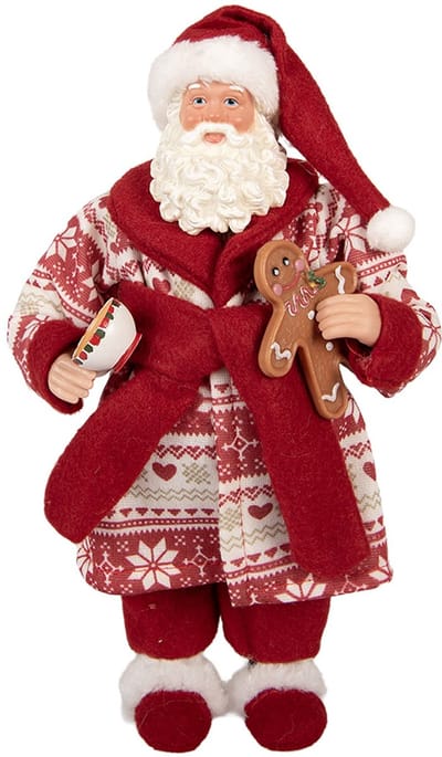 Clayre & Eef Kerstdecoratie Beeld Kerstman 15x11x28 cm Rood Kunststof