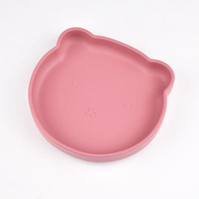 Vaisselle en silicone pour enfants, assiette à dîner de dessin animé, bol de nourriture auxiliaire pour bébé, assiette en silicone pour bébé rouge