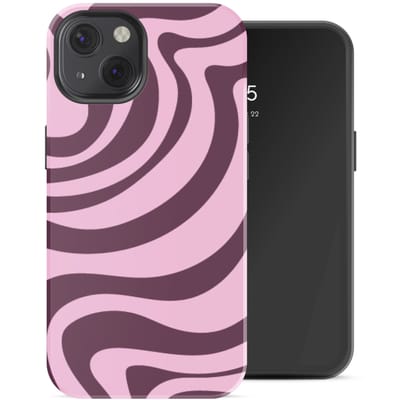 Selencia Hoesje - Geschikt voor Apple iPhone 13 - Backcover - Wavy Swirl Pink Plum