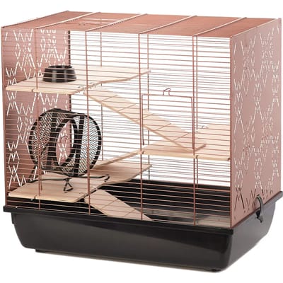 Duvo+ Knaagdierkooi Copper Lex zwart/koper met 3 etages en accessoires