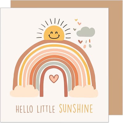 Vierkante Wenskaart Geboorte met Envelop - Hello Little Sunshine