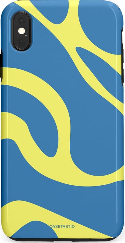 Casetastic hoesje geschikt voor Apple iPhone XS Max - Dubbellaagse bescherming - Blauwe Gele Zee Stranden - Fashion Case - Lavendel Goud Lichtblauw