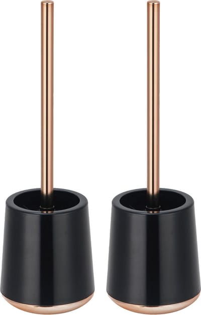 MSV Coruna Toilet/wc-borstel houder - 2x - kunststof - zwart/koper - 38 x 12 cm - Luxe uitstraling