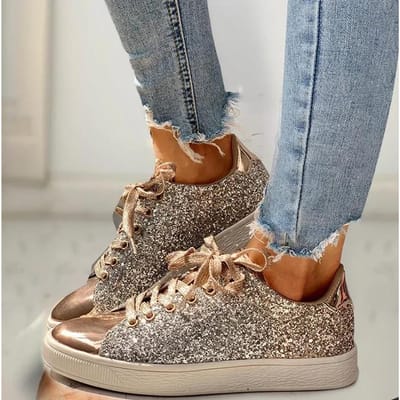 Dames Sneakers Bling Gouden Schoenen Casual Vrouw Ademend Vetersluiting Buiten Sport Tennis Dames Vulkaniseer Schoenen De 41 brown