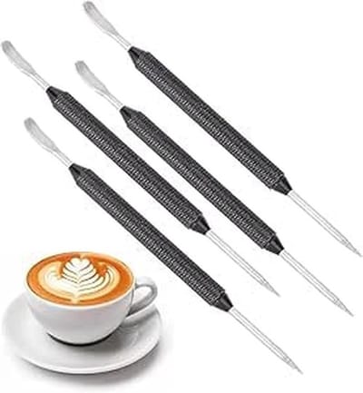 Dailygoods- Koffiepen - 304 Roestvrij Staal - Koffie Decoratie Tool - Barista Accessoire - 4 Stuks - Antislip Handvat