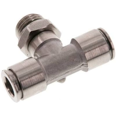 8mm x G1/4'' inline T-stuk RVS Insteekfitting Buitendraad FDA Draaibaar FKM