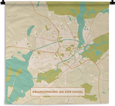 Wandkleed - Wanddoek - Brandenburg an der Havel - Stadskaart - Kaart - Vintage - Plattegrond - 180x180 cm - Wandtapijt