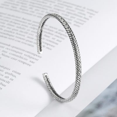 Bracelet Coréen Rétro en Argent Thaï pour Femmes, Ventes Chaudes, avec Accessoires de Bracelet Bouche Ouverte gray