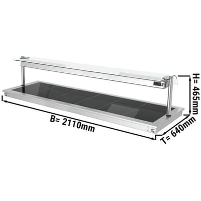 GGM Gastro Einbau Warmhalteplatte - 2100mm - 6x GN 1/1 - 2,7 kW - mit Glas-Hustenschutz Zilver