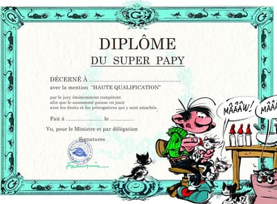 Dubbele Wenskaart met Folder: Diploma Super Opa, Vaderdag, Verjaardag, Geboorte - Katjes