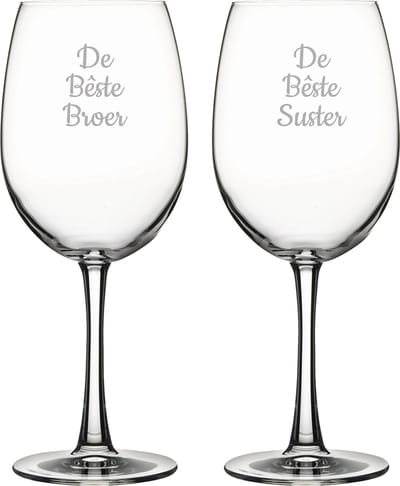 Gegraveerde Rode wijnglas 46cl De Bêste Broer- De Bêste Suster