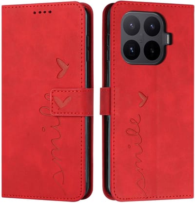 Coverup Hoesje - Geschikt voor Xiaomi 17T Pro Hoesje - Coverup Smile Book Case - Rood