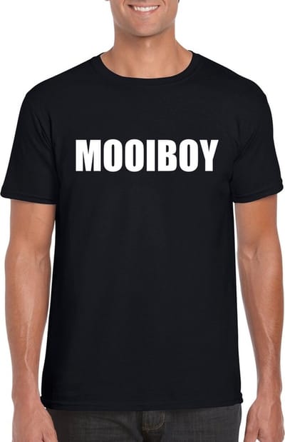 Mooiboy tekst t-shirt zwart heren S