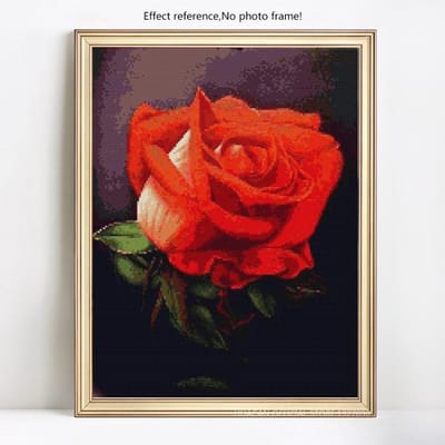 Peinture de diamant à faire soi-même, broderie complète de strass ronds, image de Rose, point de croix 20X30CM red