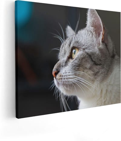 Artaza Canvas Schilderij Dierenkop Kat - 50x40 cm - Muurdecoratie Portret - Wanddecoratie Dieren - Kamer Accessoires