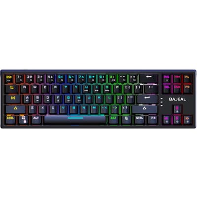 BAJEAL K71 Clavier Mécanique Filaire 71 Touches Clavier Gaming avec Effet Lumineux RGB Switch Bleu noir