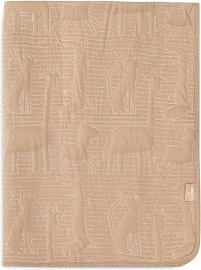 Jollein - Deken Wieg 75x100cm - Wiegdeken, Wiegdekentje, Dekentje Baby - Jungle Jambo Biscuit/Oatmeal