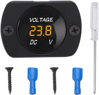 Waterdichte LED Digitale Voltmeter voor Auto en Marine - DC 12V 24V Ronde Spanningstester Meter