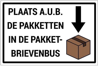 Pakketbrievenbus bord | gecoat dibond materiaal | 30 x 20 cm