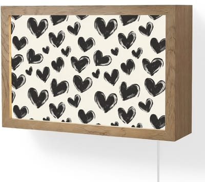 Wandlamp 30x20 cm - Oplaadbaar - Hartjes - Patroon - Zwart - Wandlampen binnen woonkamer - Slaapkamer lamp met kabel - Decoratieve nachtlamp - Vloerlamp snoer