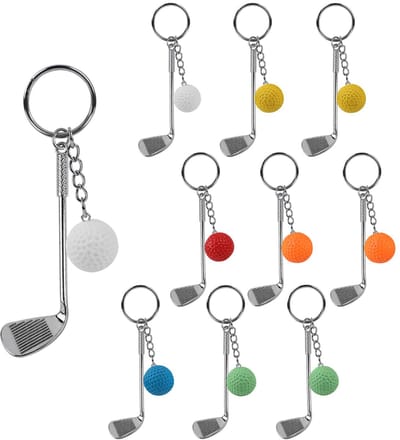 Dailygoods- Golfsleutelhanger 10x - Personaliseerbaar - Cadeau voor golfers - Sleutelhanger auto - Sleutelhanger volwassenen - Veilig materiaal