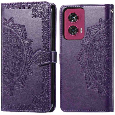 imoshion Hoesje - Geschikt voor Motorola Edge 50 Fusion - Mandala Bookcase - Paars