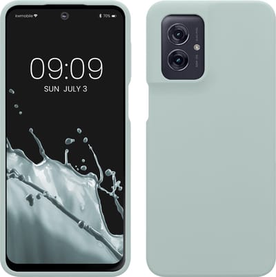 kwmobile telefoonhoesje geschikt voor Motorola Moto G55 5G - Hoesje met siliconen coating - Smartphone case in cool mint