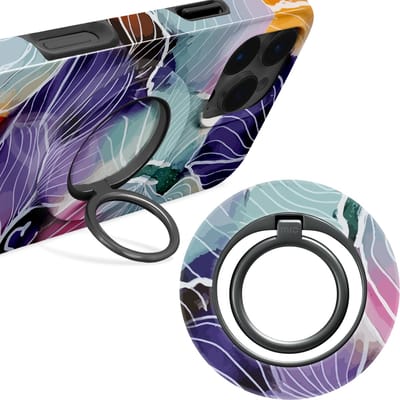 MIO by Mobilize Ring Holder - Universele MagSafe Ring Houder - Vinger Houder - MagSafe Standaard - 360° Draaibaar - Smartphone Grip - Met Plakbare MagSafe Ring - Flowers